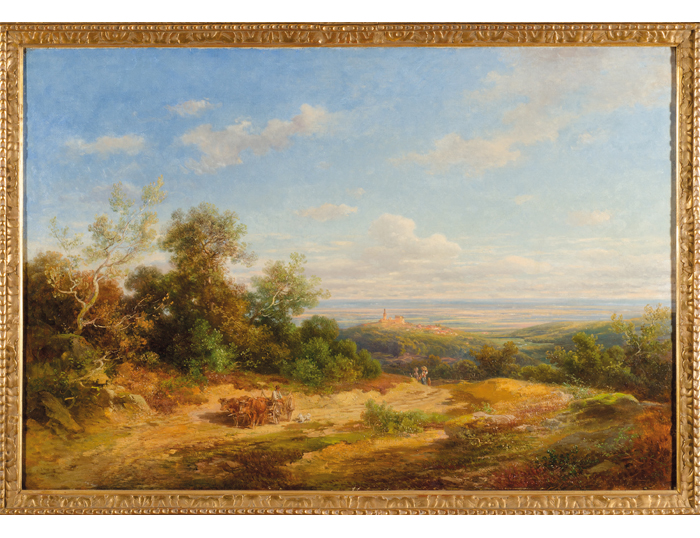 Anton Burger (1824 - 1905), „Kronberg von Falkenstein aus“; Öl / Lwd.; 82 x 122 cm